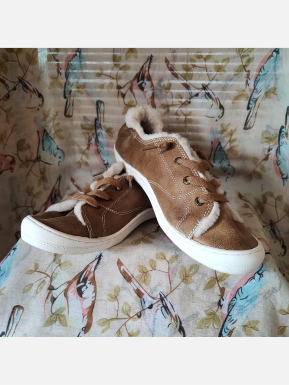 Bobs By Sketchers Beach Bingo Faux Fur Lined Shoes Light Brown Patterned Unisex